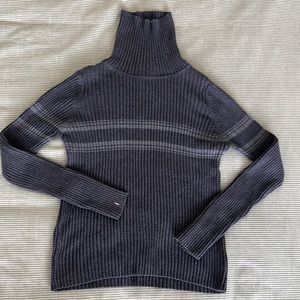 100% Cotton Grey Striped Turtle Neck